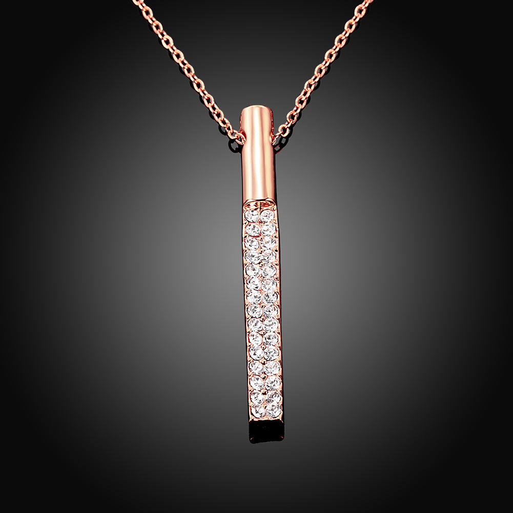 Vertical Drop Austrian Elements Necklace in 14K Rose Gold