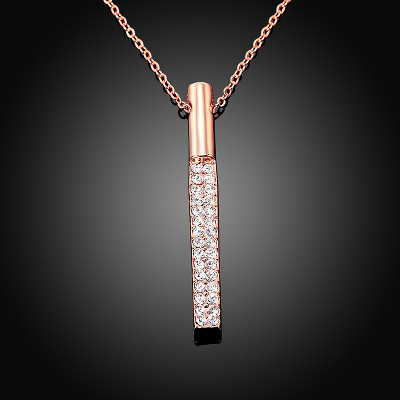 Vertical Drop Austrian Elements Necklace in 14K Rose Gold