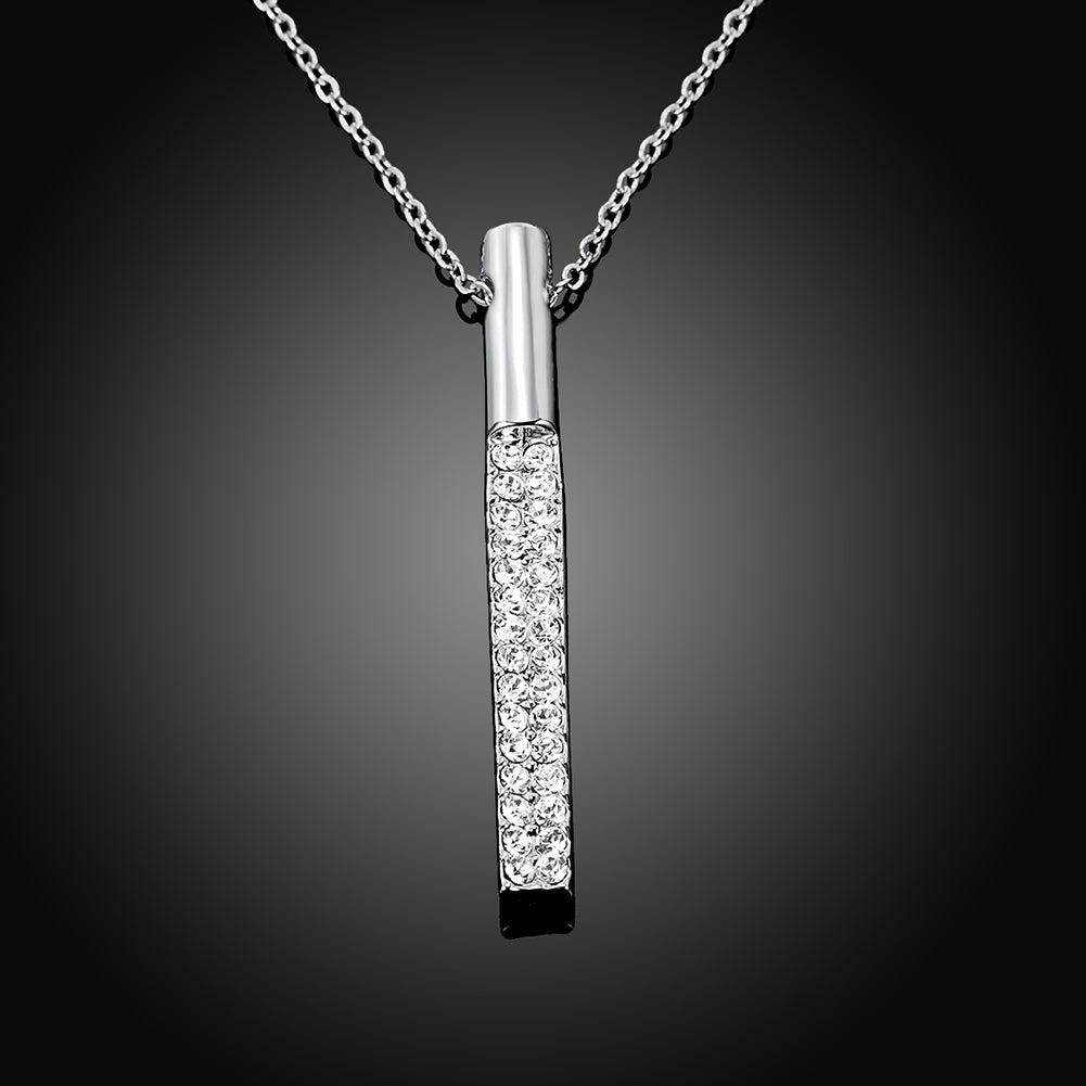 Vertical Drop Swarovski Elements Necklace in 18K White Gold