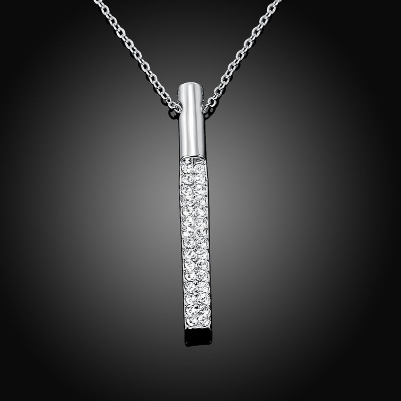 Vertical Drop Swarovski Elements Necklace in 18K White Gold