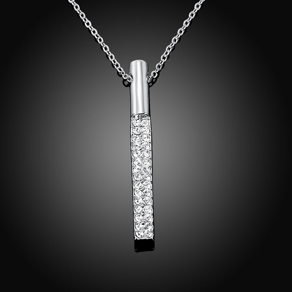 Vertical Drop Austrian Elements Necklace in 18K White Gold – Golden NYC