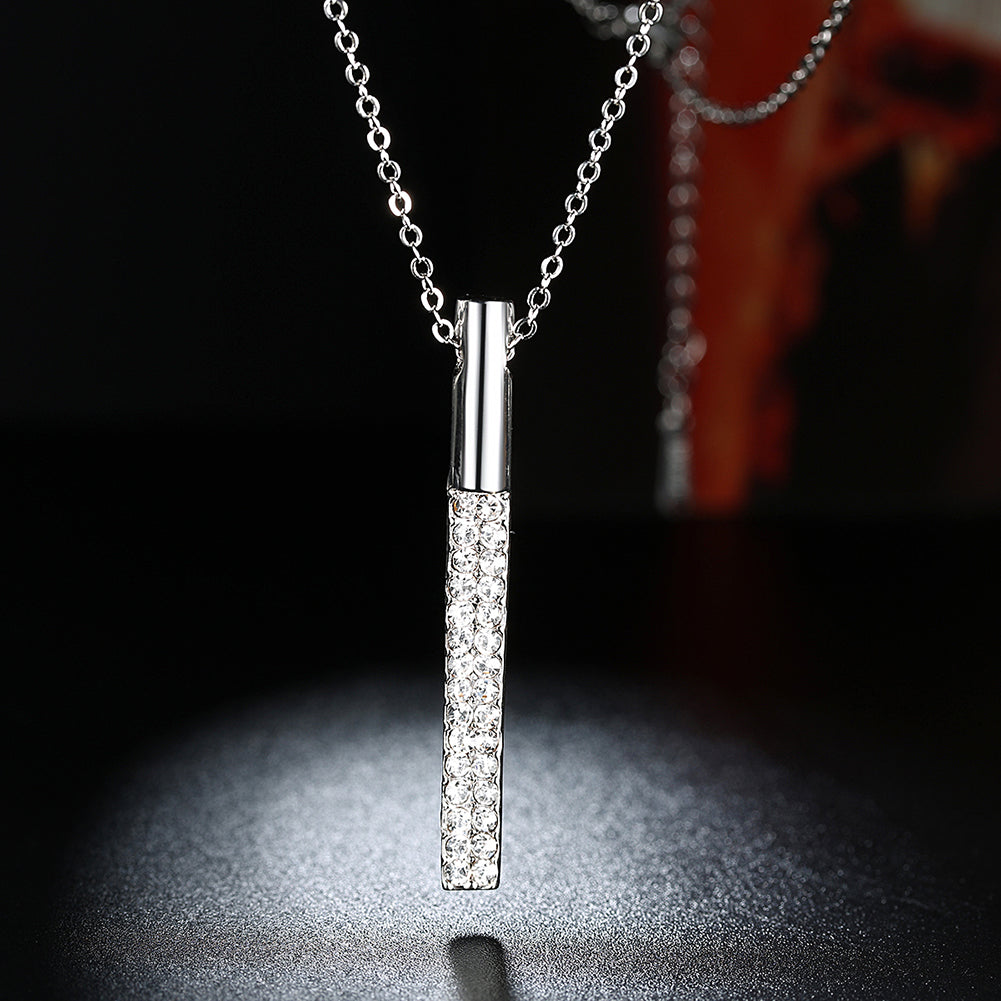 Vertical Drop Swarovski Elements Necklace in 18K White Gold
