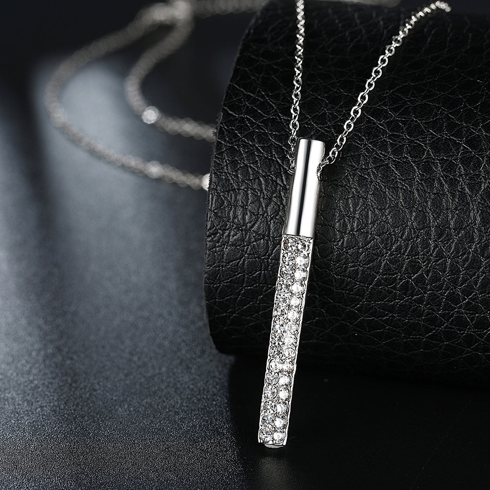 Vertical Drop Swarovski Elements Necklace in 18K White Gold