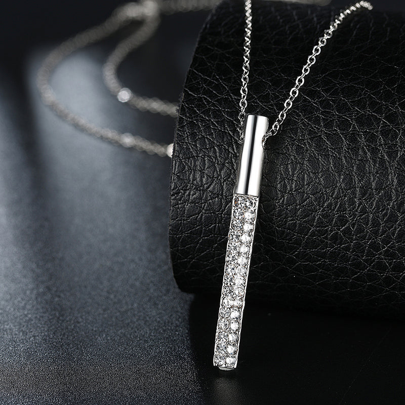 Vertical Drop Swarovski Elements Necklace in 18K White Gold