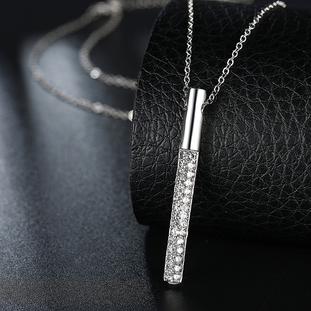 Vertical Drop Austrian Elements Necklace in 18K White Gold