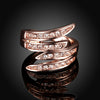 Swirl Cocktail Ring Made with Swarovski in 14K Rose Gold - Golden NYC Jewelry www.goldennycjewelry.com fashion jewelry for women