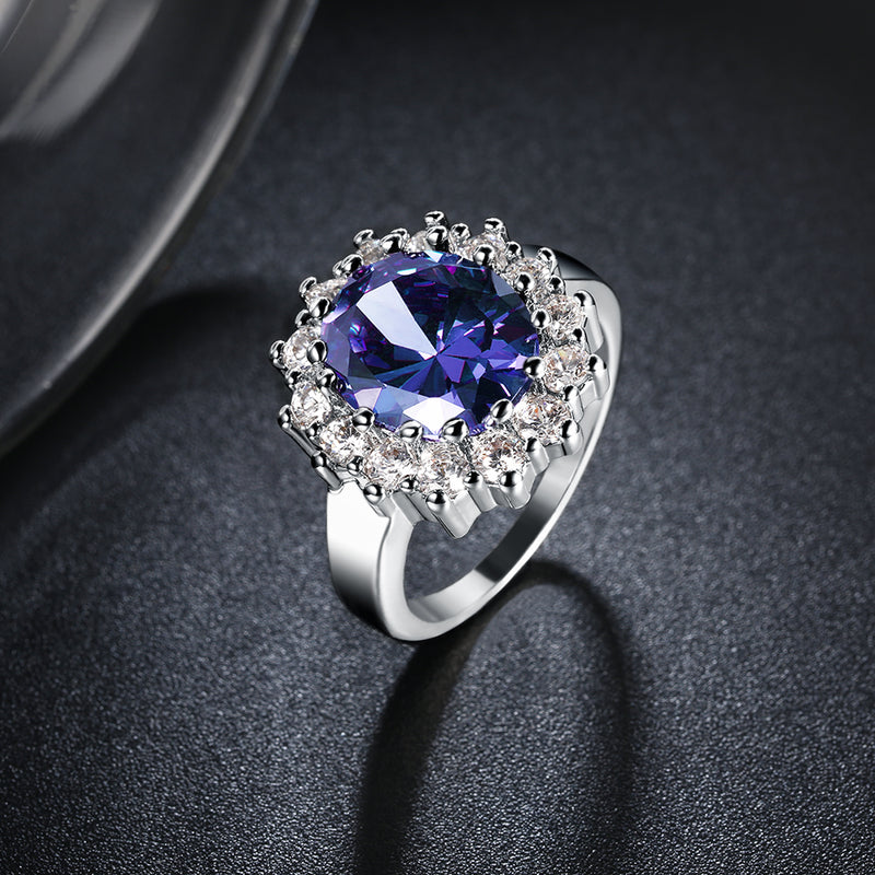 Sapphire Blossoming Pave Ring in 18K White Gold