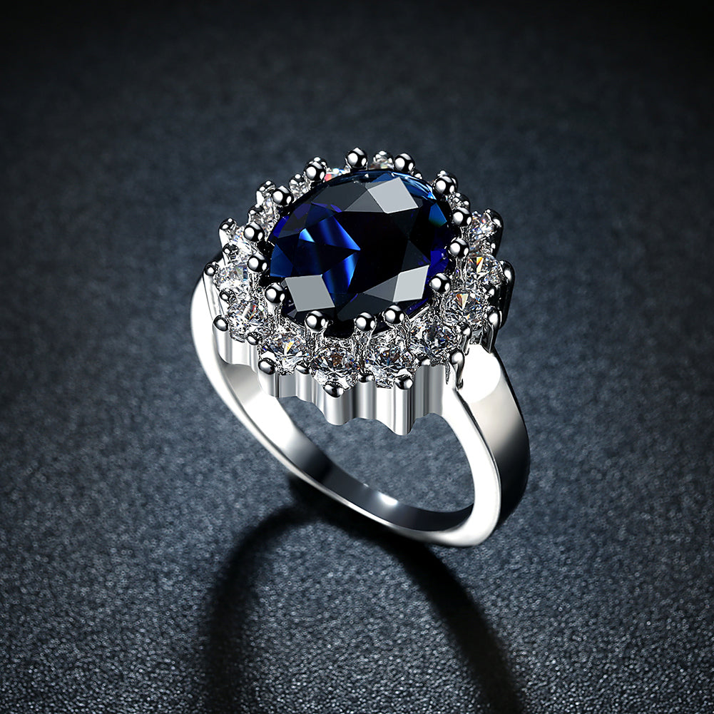 Sapphire Blossoming Pave Ring in 18K White Gold