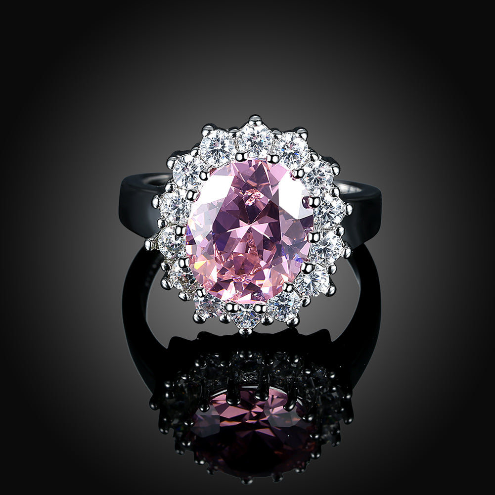 Pink Sapphire Blossoming Pav'e Ring in 18K White Gold