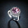 Pink Sapphire Blossoming Pave Ring in 18K White Gold