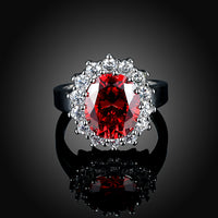 Ruby Blossoming Pave Ring in 18K White Gold