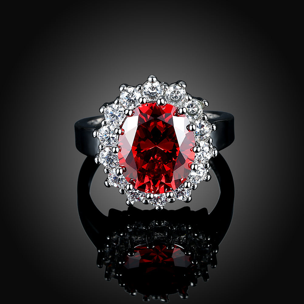 Ruby Blossoming Pave Ring in 18K White Gold