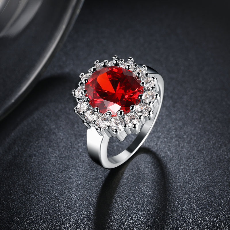 Ruby Blossoming Pave Ring in 18K White Gold
