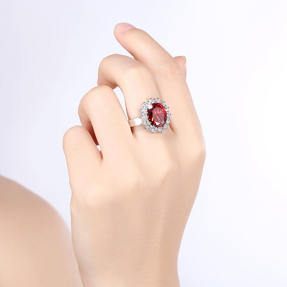Ruby Blossoming Pave Ring in 18K White Gold