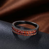 Red Swarovski Two-Lining Ring in Black Gun Plating