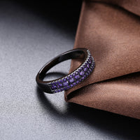 Purple Swarovski Two-Lining Ring in Black Gun Plating