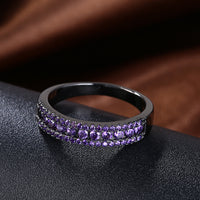 Purple Swarovski Two-Lining Ring in Black Gun Plating