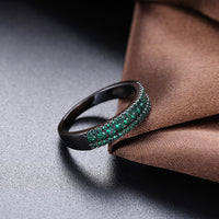 Green Swarovski Two-Lining Ring in Black Gun Plating, , Golden NYC Jewelry, Golden NYC Jewelry jewelryjewelry deals, swarovski crystal jewelry, groupon jewelry,, jewelry for mom, 