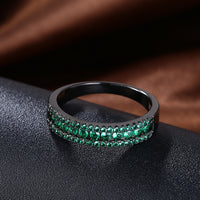 Green Swarovski Two-Lining Ring in Black Gun Plating, , Golden NYC Jewelry, Golden NYC Jewelry jewelryjewelry deals, swarovski crystal jewelry, groupon jewelry,, jewelry for mom, 