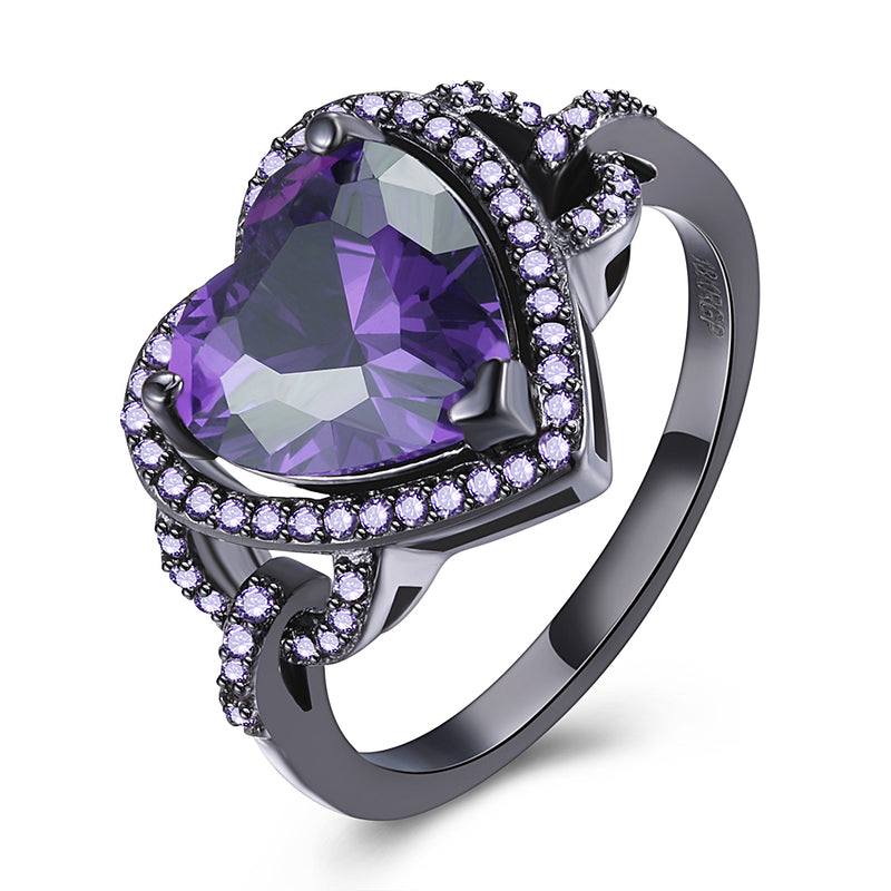 Purple Austrian Heart Shaped Cocktail Ring