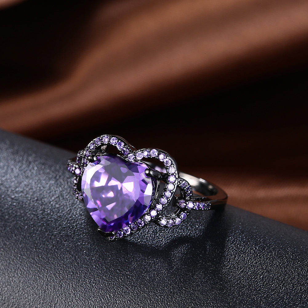Purple Austrian Heart Shaped Cocktail Ring