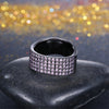 Purple Austrian Five Lining Cocktail Black Gun Plating Ring