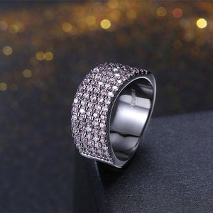 Purple Austrian Five Lining Cocktail Black Gun Plating Ring