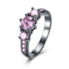 Pink Sapphire 3 Stone Black Gun Plating Midi Ring
