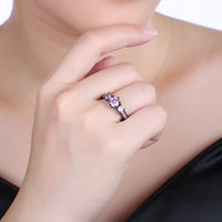 Pink Sapphire 3 Stone Black Gun Plating Midi Ring