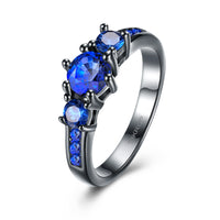Sapphire 3 Stone Black Gun Plating Midi Ring