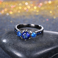 Sapphire 3 Stone Black Gun Plating Midi Ring