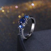 Sapphire 3 Stone Black Gun Plating Midi Ring