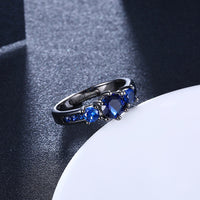 Sapphire 3 Stone Black Gun Plating Midi Ring