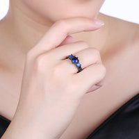 Sapphire 3 Stone Black Gun Plating Midi Ring