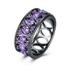 Multi Purple Swarovski Filigree Black Gun Plating Ring