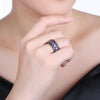 Multi Purple Swarovski Filigree Black Gun Plating Ring