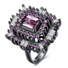 Pink & White Austrian Halo Ring in Black Gun Plating