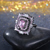 Pink & White Swarovski Halo Ring in Black Gun Plating
