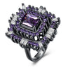 Purple & White Austrian Halo Ring in Black Gun Plating