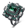 Green & White Swarovski Halo Ring in Black Gun Plating, , Golden NYC Jewelry, Golden NYC Jewelry  jewelryjewelry deals, swarovski crystal jewelry, groupon jewelry,, jewelry for mom, 