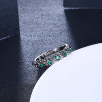 Multi Green Swarovski Ring in Black Gun Plating