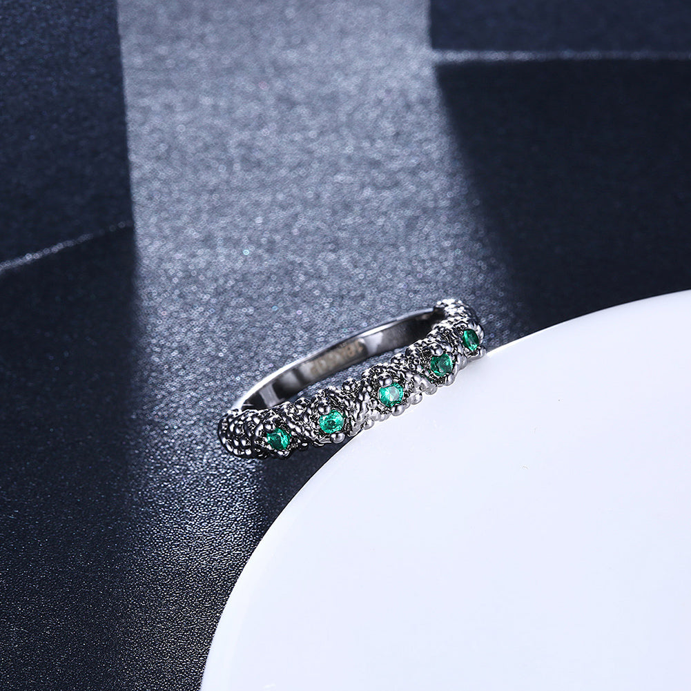 Multi Green Swarovski Ring in Black Gun Plating