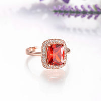 Ruby Emerald Cut 18K Rose Gold Halo Ring