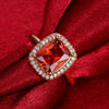 Ruby Emerald Cut 18K Rose Gold Halo Ring