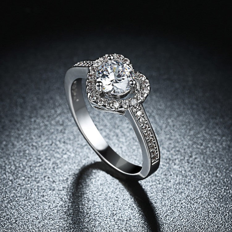 Pave Heart Princess Cut Engagement Ring - Golden NYC Jewelry www.goldennycjewelry.com fashion jewelry for women