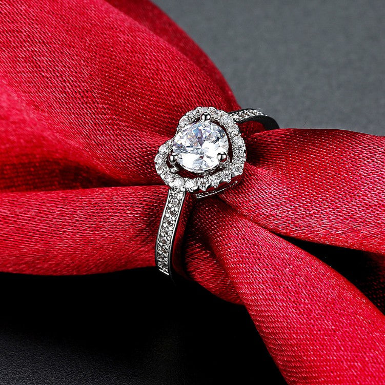 Pav'e Heart Princess Cut Engagement Ring - Golden NYC Jewelry www.goldennycjewelry.com fashion jewelry for women