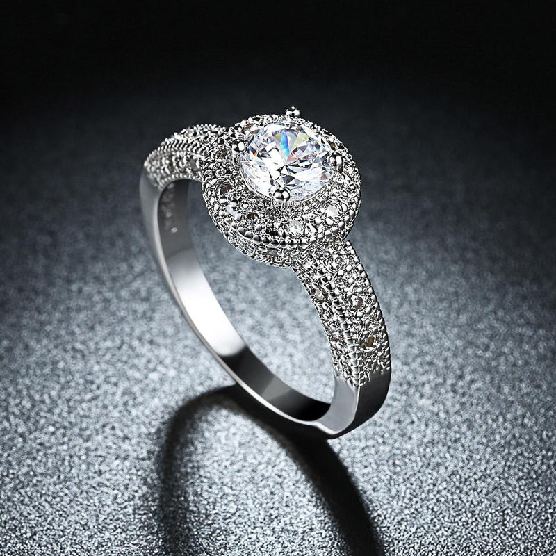 3.50 CTTW Single Crystal Swarovski Elements Pave Halo Ring in 18K White Gold Plating, , Golden NYC Jewelry, Golden NYC Jewelry jewelryjewelry deals, swarovski crystal jewelry, groupon jewelry,, jewelry for mom,