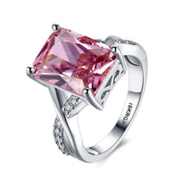 Emerald Cut Pink Crystal Swirl Ring Set in 18K White Gold Plating Made with Swarovski Elements, , Golden NYC Jewelry, Golden NYC Jewelry jewelryjewelry deals, swarovski crystal jewelry, groupon jewelry,, jewelry for mom,
