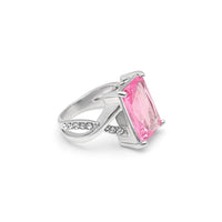 EMERALD CUT PINK CRYSTAL SWIRL RING MADE WITH SWAROVSKI ELEMENTS, , Golden NYC Jewelry, Golden NYC Jewelry jewelryjewelry deals, swarovski crystal jewelry, groupon jewelry,, jewelry for mom, 