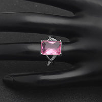 EMERALD CUT PINK CRYSTAL SWIRL RING MADE WITH SWAROVSKI ELEMENTS, , Golden NYC Jewelry, Golden NYC Jewelry jewelryjewelry deals, swarovski crystal jewelry, groupon jewelry,, jewelry for mom, 
